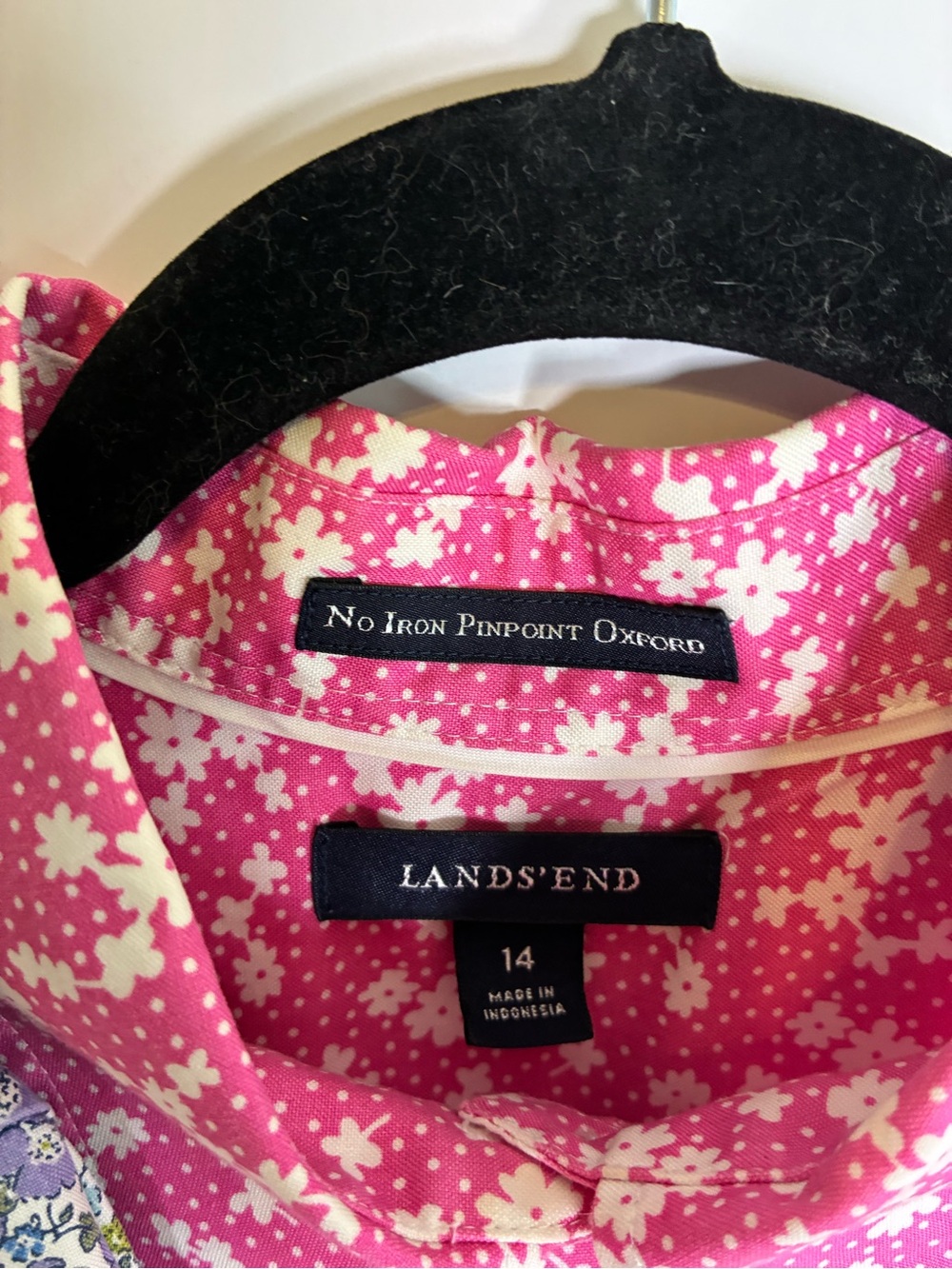 Lands’ End Floral Cotton Blouse Bundle — Size 14 - Pink & Purple, Like New - Picture 3 of 14
